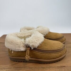 New Little Kids Billy Cozy Chestnut Fur Trim Lined Casual Slippers Size 10 C NIB